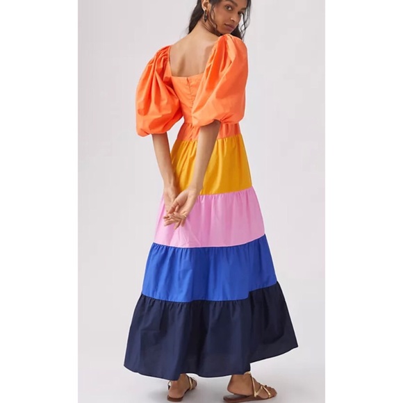 Anthropologie Farm Rio Tiered Colorblock Maxi Dress NWT New XXS - Picture 11 of 14